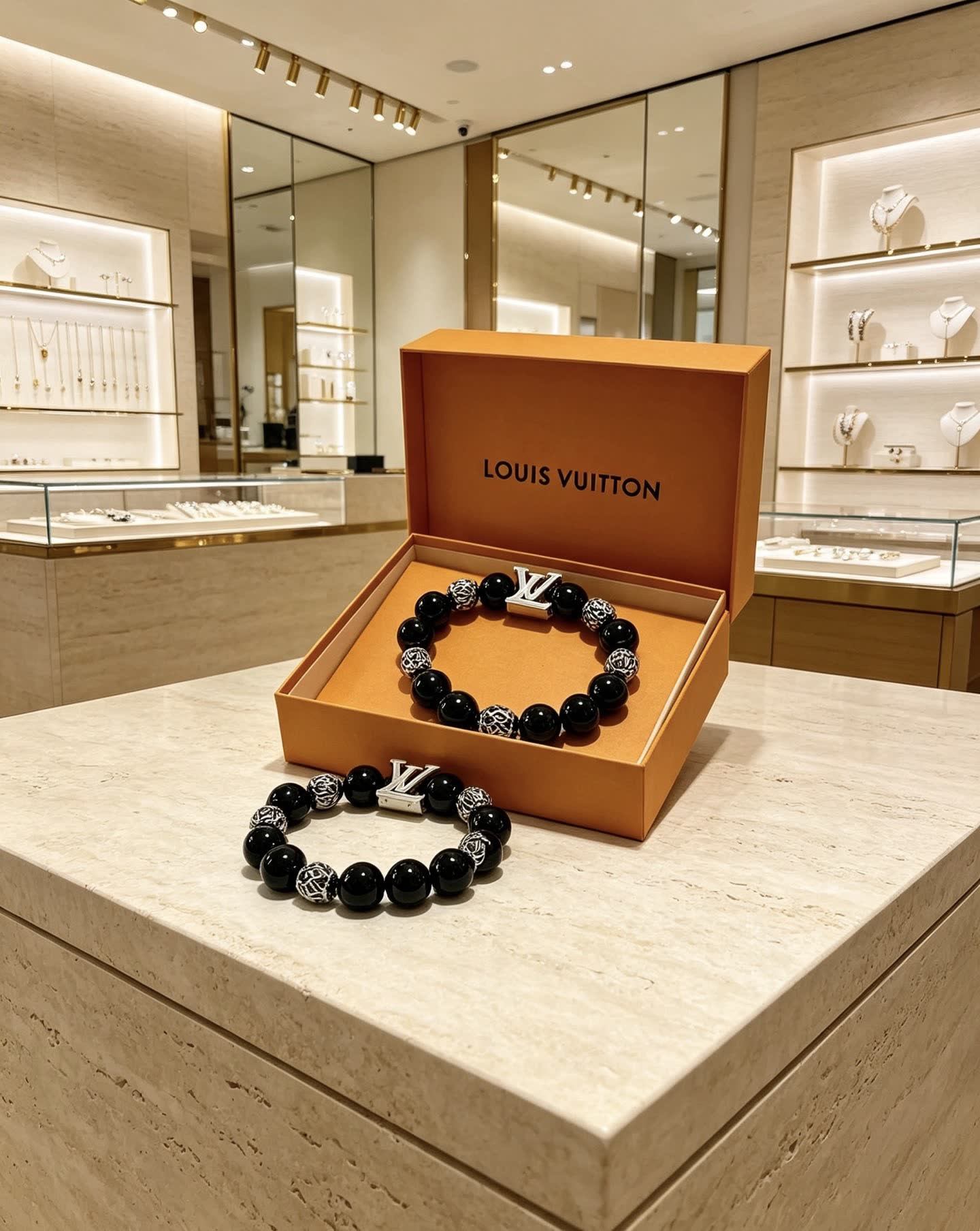 Louis Vuitton Black Beaded Bracelet